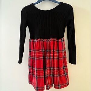 Little Sleepies Black & Red Plaid Long Sleeve Knit Top Dress